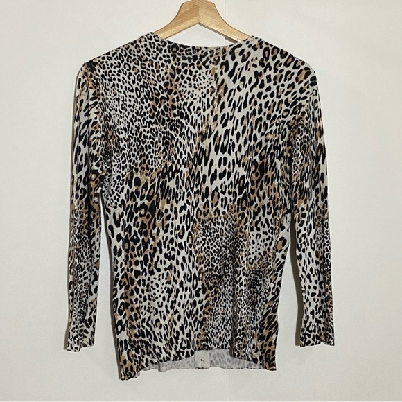 Cable and Gauge animal print leopard button down cardigan sweater. Size S - Picture 2 of 5